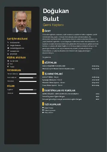 Gemi Kaptanı CV Örnekleri cv indir